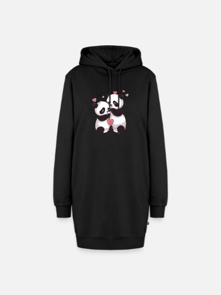 Ich liebe dich, Panda - Hoodie-Kleid - Schwarz