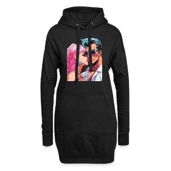 Anime zusammen für die Ewigkeit - Hoodie-Kleid - Schwarz - Vorne