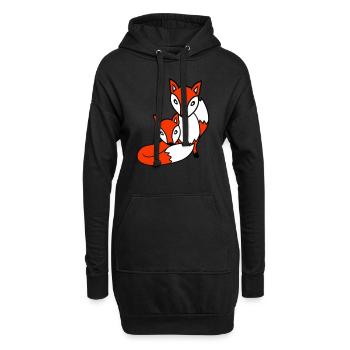 2 Amis Renards Roux Renard Deux Animaux Sauvages Équipe - Sweat-shirt à capuche long Femme - noir - Devant