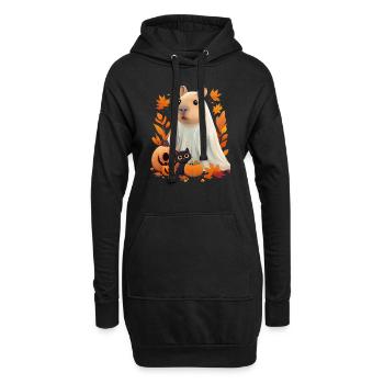 Halloween Capybara Cat Ghost Gift Idea - Hoodie Dress - black - Front