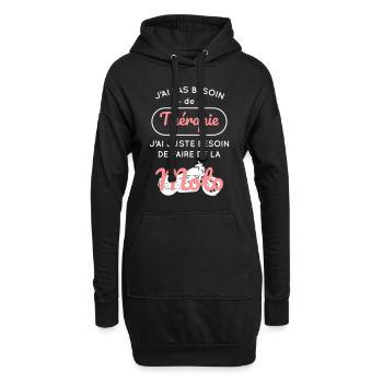 Pas besoin de thérapie besoin de faire de la moto - Sweat-shirt à capuche long Femme - noir - Devant