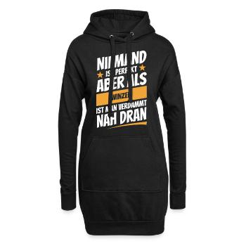 Niemand ist perfekt - Winzer - Spruch - Hoodie-Kleid - Schwarz - Vorne