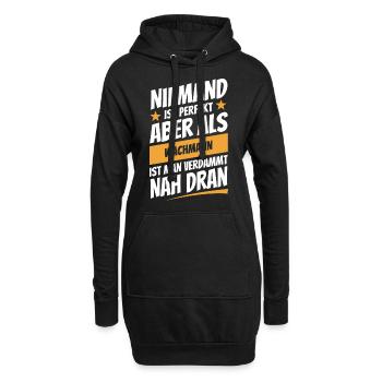 Niemand ist perfekt - Wachmann - Spruch - Hoodie-Kleid - Schwarz - Vorne
