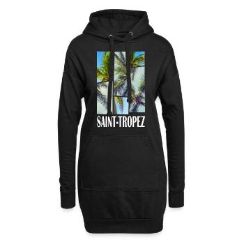 Saint-Tropez Frankreich Sommer Palmen Strand - Hoodie-Kleid - Schwarz - Vorne