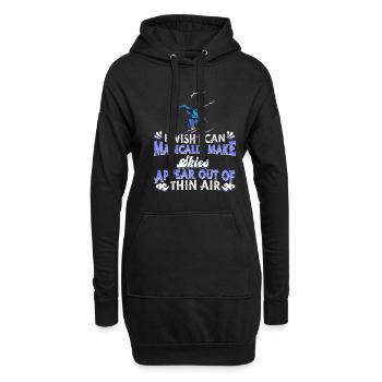 Ski Skifahren Skier - Hoodie-Kleid - Schwarz - Vorne