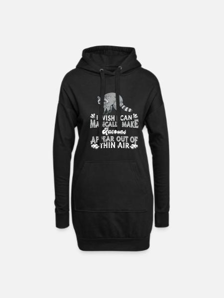 Waschbär - Hoodie-Kleid - Schwarz