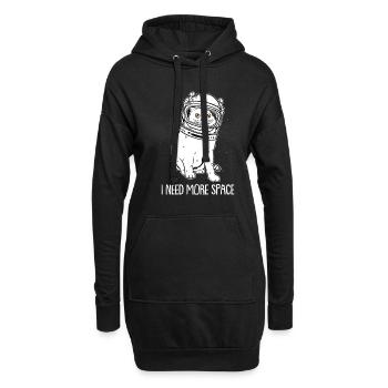 Katze Astronaut I Need More Space - Hoodie-Kleid - Schwarz - Vorne