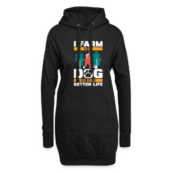 Fermier Chien fermier - Sweat-shirt à capuche long Femme - noir - Devant