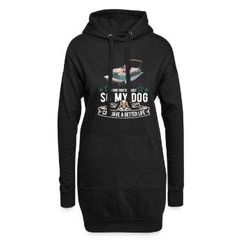 Chien de bateau ponton - Sweat-shirt à capuche long Femme - noir - Devant