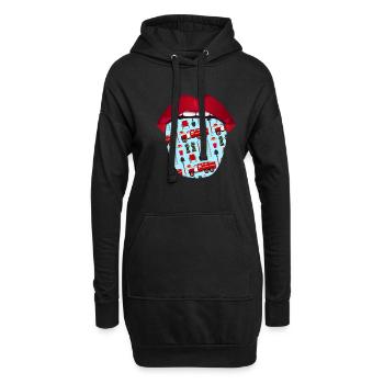 Langue de pompier - Sweat-shirt à capuche long Femme - noir - Devant