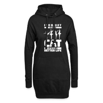 Ballet Balerina Katze - Hoodie-Kleid - Schwarz - Vorne