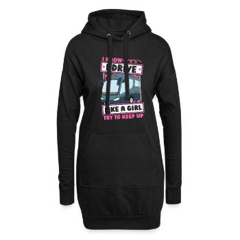 Chauffeur de bus filles - Sweat-shirt à capuche long Femme - noir - Devant