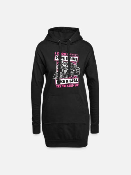Train driver girl train driver - Hoodie Dress - black
