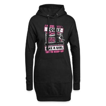 Quilting Mädchen - Hoodie-Kleid - Schwarz - Vorne