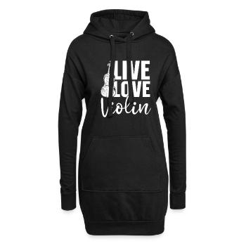 Violine Geige Liebe - Hoodie-Kleid - Schwarz - Vorne