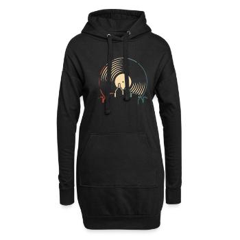 Collectionneur de disques vinyles - Sweat-shirt à capuche long Femme - noir - Devant