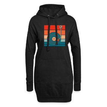 Collectionneur de disques vinyles - Sweat-shirt à capuche long Femme - noir - Devant