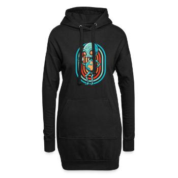 Alien Außerirdischer - Hoodie-Kleid - Schwarz - Vorne