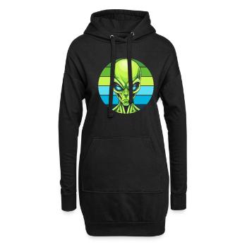 Alien Außerirdischer - Hoodie-Kleid - Schwarz - Vorne