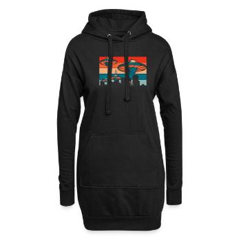 Alien Außerirdischer - Hoodie-Kleid - Schwarz - Vorne
