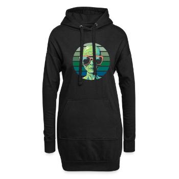 Alien Außerirdischer - Hoodie-Kleid - Schwarz - Vorne