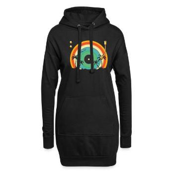 Collectionneur de disques vinyles - Sweat-shirt à capuche long Femme - noir - Devant