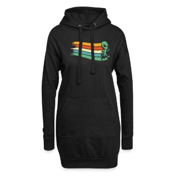 Alien Außerirdischer - Hoodie-Kleid - Schwarz - Vorne