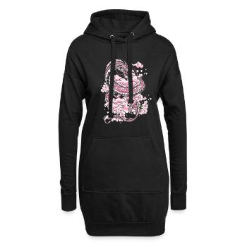 Année du Dragon 2024 Dragon en fleurs de cerisier - Sweat-shirt à capuche long Femme - noir - Devant