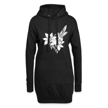 Kolibri Blumen Blumenvogel - Hoodie-Kleid - Schwarz - Vorne