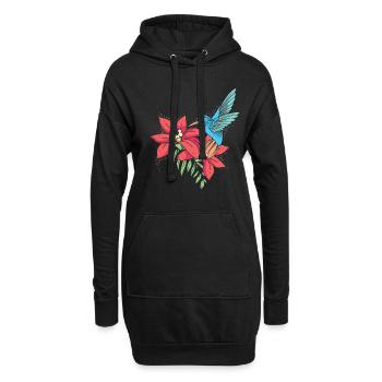 Kolibri Blumen Blumenvogel - Hoodie-Kleid - Schwarz - Vorne