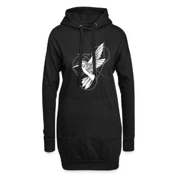 Kolibri Abstrakt Strichzeichnungen - Hoodie-Kleid - Schwarz - Vorne