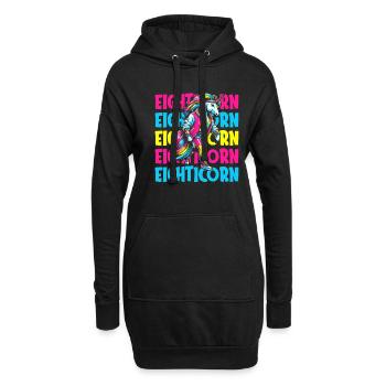 80s Achtziger Einhorn Eighticorn - Hoodie-Kleid - Schwarz - Vorne