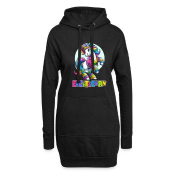 80s Achtziger Einhorn Eighticorn - Hoodie-Kleid - Schwarz - Vorne