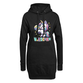 Volleyball Volleyballer Einhorn Vollicorn - Hoodie-Kleid - Schwarz - Vorne