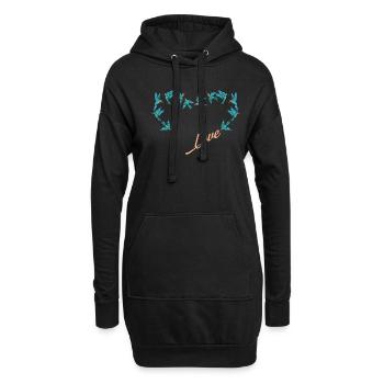 Colibri Coeur Coeur Amour Oiseau - Sweat-shirt à capuche long Femme - noir - Devant