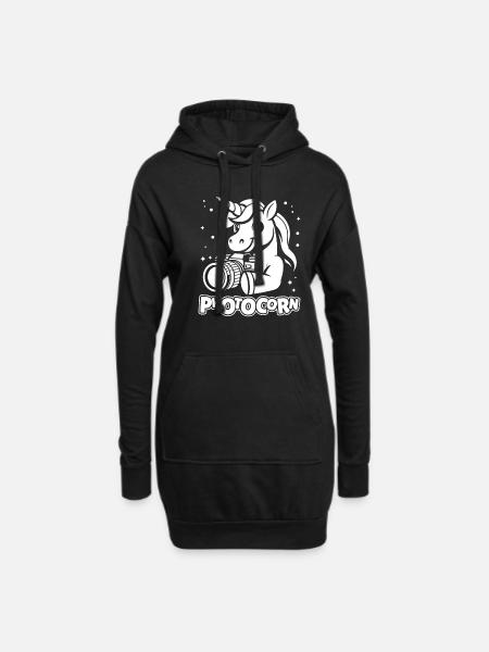 Fotograf Fotografie Kamera Einhorn Photocorn - Hoodie-Kleid - Schwarz