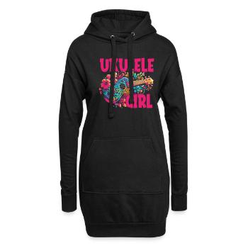 Ukulélé Ukulélé Fille - Sweat-shirt à capuche long Femme - noir - Devant