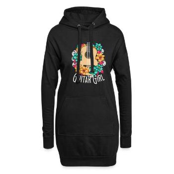 Akustikgitarre Guitar Girl - Hoodie-Kleid - Schwarz - Vorne