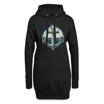 Segeln Segler Segelboot Anker - Hoodie-Kleid - Schwarz - Vorne