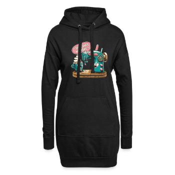 Machine à coudre caféine café à coudre - Sweat-shirt à capuche long Femme - noir - Devant