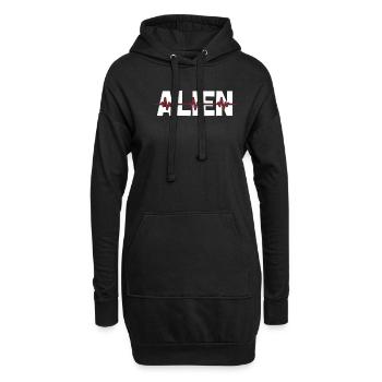 Alien Außerirdischer Ekg Heartbeat - Hoodie-Kleid - Schwarz - Vorne
