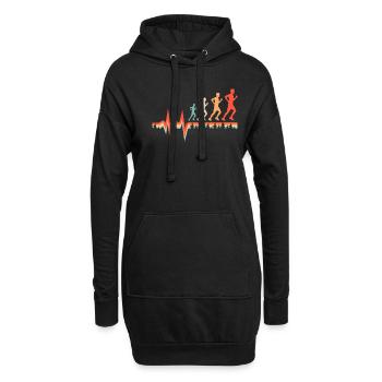 Xc Läufer Cross Country Running Ekg Heartbeat - Hoodie-Kleid - Schwarz - Vorne