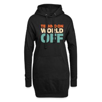 Techno Raver Techno sur World Off - Sweat-shirt à capuche long Femme - noir - Devant