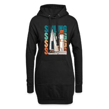 Segeln Segler Segelboot - Hoodie-Kleid - Schwarz - Vorne