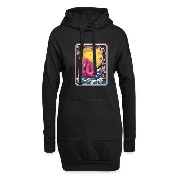 Flamingo Japan Cherry Blossom Moon - Hoodie-Kleid - Schwarz - Vorne