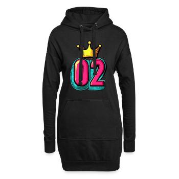 Couronne à 2 chiffres - Sweat-shirt à capuche long Femme - noir - Devant