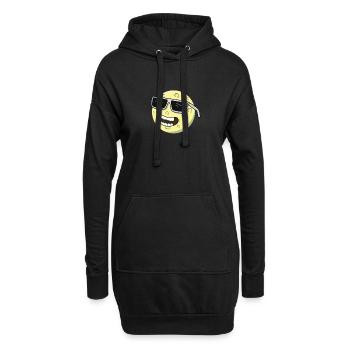 Mond Sonnenbrille Lachen - Hoodie-Kleid - Schwarz - Vorne