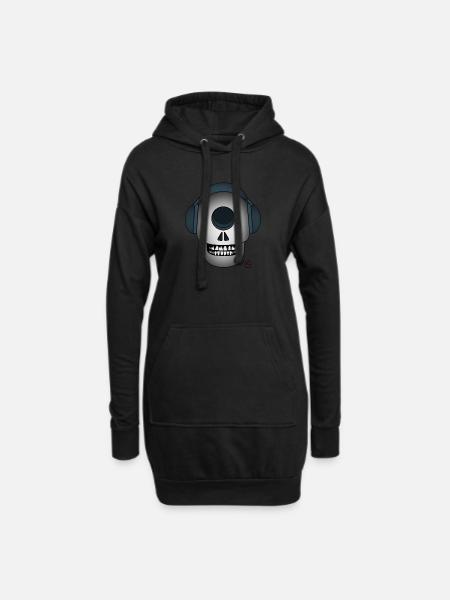 Neuro Totenkopf - Hoodie-Kleid - Schwarz