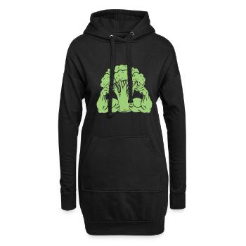 Brokkoli mit Muskeln - Hoodie-Kleid - Schwarz - Vorne