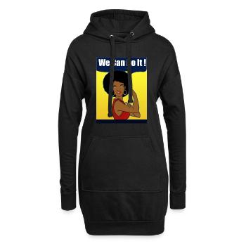 Starke Frau Afro-Schnitt wir schaffen es - Hoodie-Kleid - Schwarz - Vorne